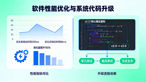 软件性能优化与系统代码升级概念图
